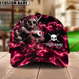 Maxcorners Billiard Ball 8 Skull Fire Personalized Name 3D Cap (4 Colors)