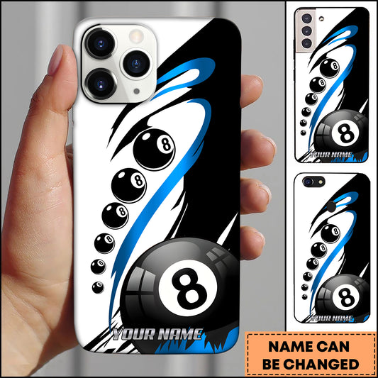 Maxcorners Billiards Black Gold 8 Ball Multicolor Personalized Name 3D Phone Case