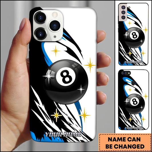 Maxcorners Billiards Golden Star 8 Ball Multicolor Personalized Name 3D Phone Case