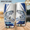 Maxcorners Fishing Tumbler White Blue Hexagon Stripe Design Personalized Name Tumbler (13 Species)
