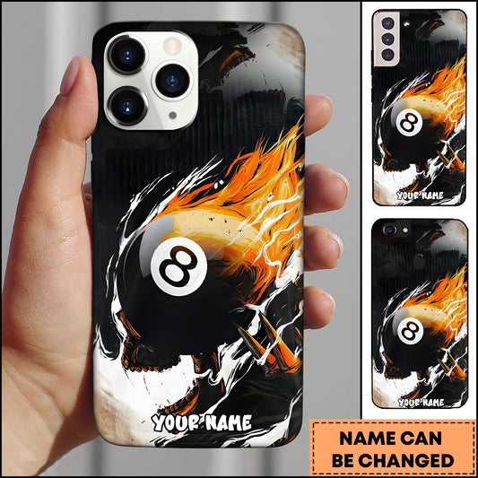 Maxcorners Billiards Flaming 8 Ball Multicolor Personalized Name 3D Phone Case