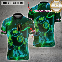 Maxcorners Neon Style 8-Ball Billiard Multicolor Customized Name, Team Name 3D Shirt