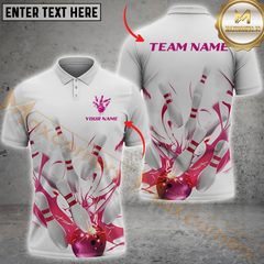 Maxcorners Strike Master Bowling Jersey Multicolor Option Customized Name, Team Name 3D Polo Shirt