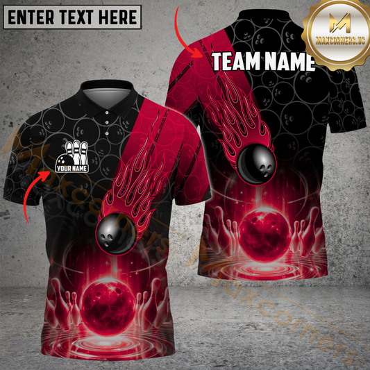 Maxcorners Bowling Crashing Meteor Multicolor Options Personalized Name, Team Name 3D Shirt