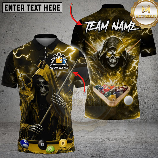 Maxcorners Billiards 8 Ball Thunder Midnight Reaper Pool Master Customized Name, Team Name 3D Shirt (6 Colors)