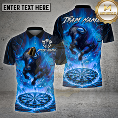 Maxcorners Dart Shirt Flaming Bull Dartboard Fire Theme Multi Options Personalized Name, Team Name 3D Shirt
