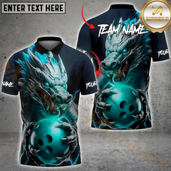 Maxcorners Bowling Cyber Dragon Neon Strike Multicolor Customized Name, Team Name 3D Polo Shirt