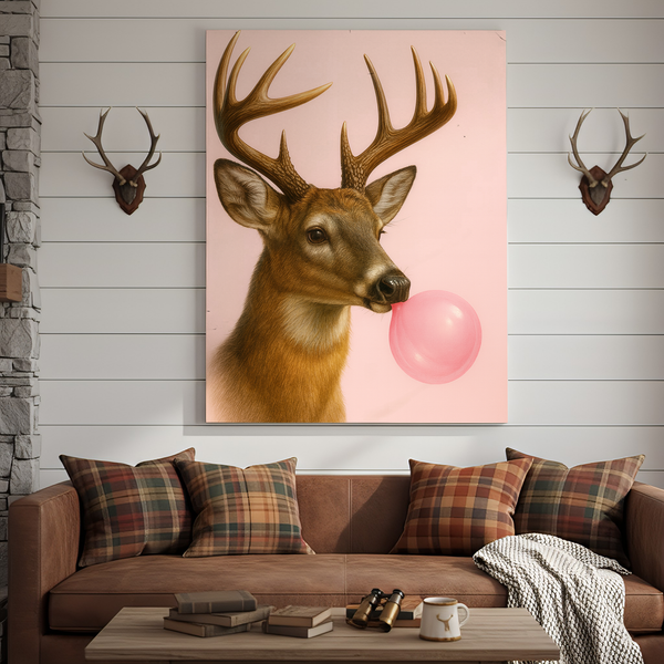 Maxcorners Deer Bubblegum Fun 3D Wrapped Canvas