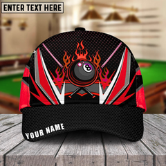 Maxcorners Billiards Blue Fire 8-Ball Personalized Name Cap