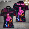 Maxcorners Neon Flamingo Night Golf Polo Personalized Name, Team Name 3D Shirt (4 Colors)