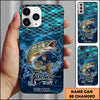 Maxcorners Fishing Phone Case Fish Scale Pattern Splash Design Personalized Name 3D Phone Case (10 Fish Species)