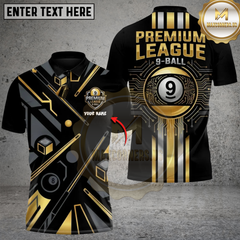 Maxcorners Black Gold 9 Ball Elite Billiards Personalized Name 3D Unisex Shirt