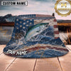 Maxcorners Fishing Patriotic Fishing Flag with Dynamic Water Personalized Name 3D Bucket Hat (13 Fish Species)