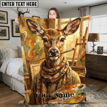 Maxcorners Artistic Doe Painter with Brush Personalized 3D Blanket