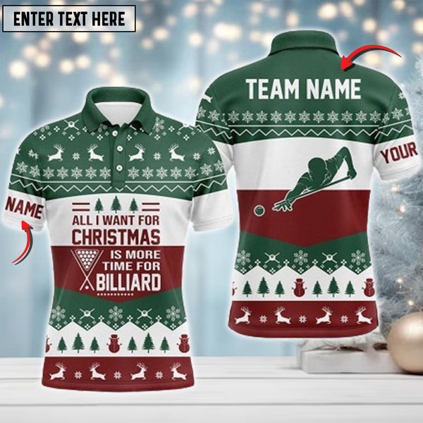 Maxcorners Billiards All I Want For Christmas Personalized Name 3D Shirt