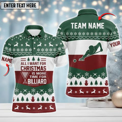 Maxcorners Billiards All I Want For Christmas Personalized Name 3D Shirt