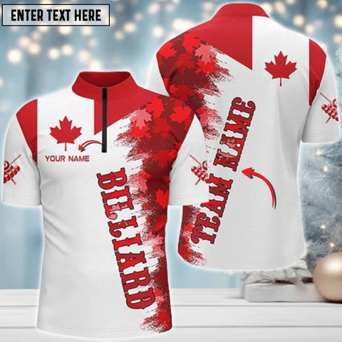 Maxcorners Billiards Canada Flag Vintage Personalized Name 3D Shirt