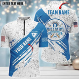 Maxcorners Billiards 8 Ball Pool Blue White Personalized Name 3D Shirt