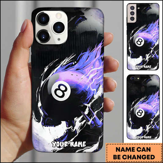 Maxcorners Billiards Flaming 8 Ball Multicolor Personalized Name 3D Phone Case