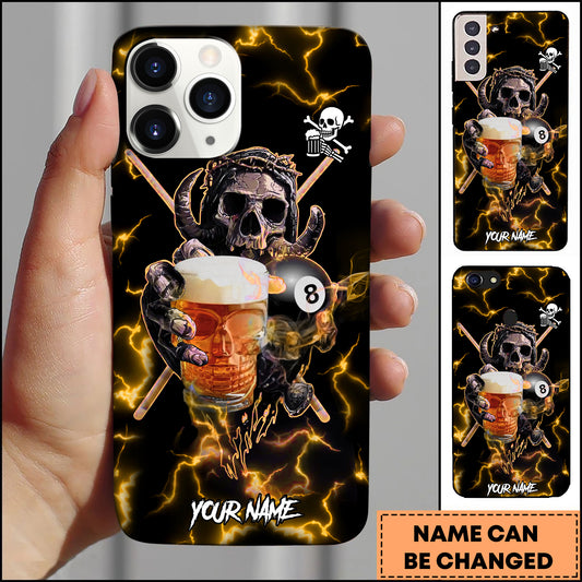 Maxcorners Billiards Hip-hop Skeleton Skater Graffiti Personalized Name 3D Phone Case