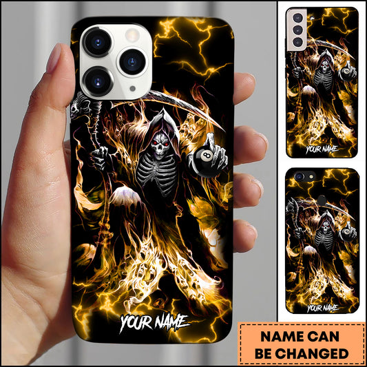 Maxcorners Billiards Grim Reaper 8 Ball Multicolor Personalized Name 3D Phone Case