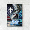Maxcorners Salmon Fishing Faith Cross USA Flag Art Personalized Name 3D Poster