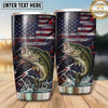 Maxcorners Fishing Tumbler Dark Distressed Flag Stripe Design Personalized Name Tumbler (13 Species)