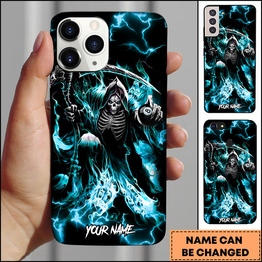 Maxcorners Billiards Grim Reaper 8 Ball Multicolor Personalized Name 3D Phone Case