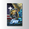 Maxcorners Largemouth Bass Fishing Faith Cross USA Flag Power Art Personalized Name 3D Poster
