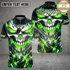 Maxcorners Bowling Shirt Neon Skull Green Purple Energy Explosion Multioptions Personalized Name, Team Name 3D Shirt (4 Colors)
