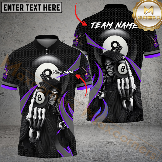 Maxcorners Billiard Ball 8 Playful Reaper Multicolor Options Personalized Name, Team Name 3D Shirt