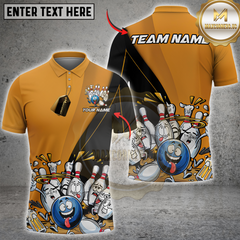 Maxcorners Bowling Cartoon Strike Personalized Name, Team Name 3D Shirt