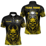 Maxcorners Yellow Smokes Skulls Dart Arrows Custom Dart Shirts For Men, Dart Team Jerseys LM064