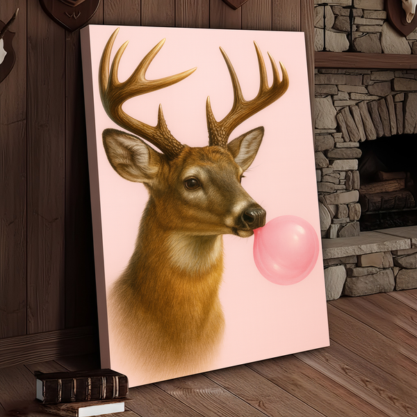Maxcorners Deer Bubblegum Fun 3D Wrapped Canvas