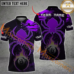 Maxcorners Spider-Themed 8 Pool Billiard Jersey Multicolor Options Personalized Name, Team Name 3D Polo Shirt