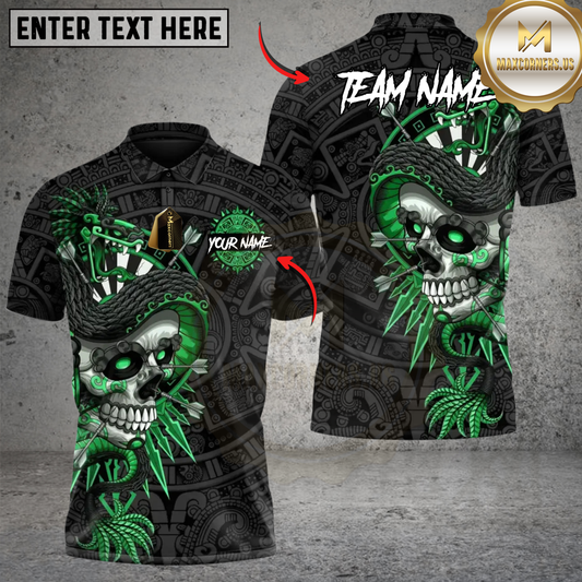 Maxcorners Aztec Skull Warrior Darts Multicolor Customized Name, Team Name 3D Shirts