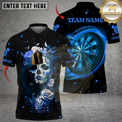 Maxcorners Dark Rose Reaper Neon Skull Multicolor Customized Name, Team Name 3D Shirts