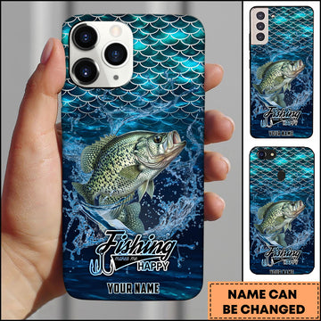 Maxcorners Crappie Fishing Phone Case Fish Scale Pattern Splash Design Personalized Name 3D Phone Case