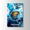 Maxcorners Largemouth Bass Fishing Ocean Circle Art Personalized Name 3D Poster