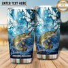 Maxcorners Fishing Tumbler Blue Marble Fluid Art Design Personalized Name Tumbler (13 Species)