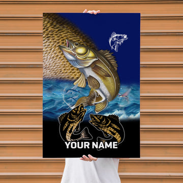 Maxcorners Walleye Fishing Trophy Catch Art Personalized Name 3D Poster