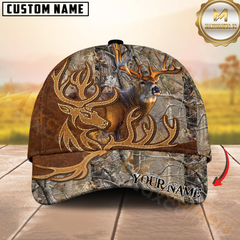 Maxcorners Deer Hunter Leather-Style Patch Personalized Hat 3D Printed Multicolor