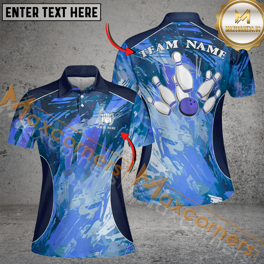 Maxcorners Colorful Splash Bowling Jersey Customized Name, Team Name 3D Shirt For Women