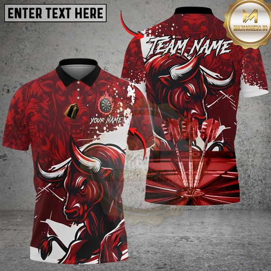 Maxcorners Darts Bull Grunge Power Multicolor Options Personalized Name Shirt (4 Colors)