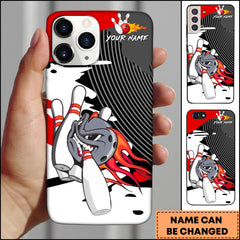Maxcorners Bowling Angry Ball Character Red Stripe Personalized Name Phone Case