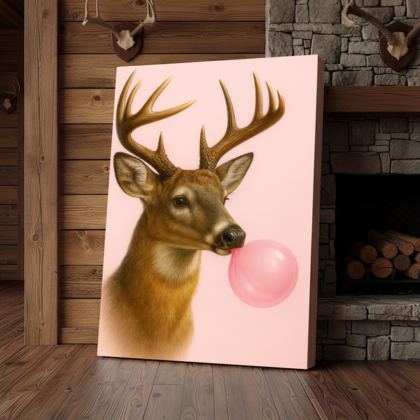Maxcorners Deer Bubblegum Fun 3D Wrapped Canvas