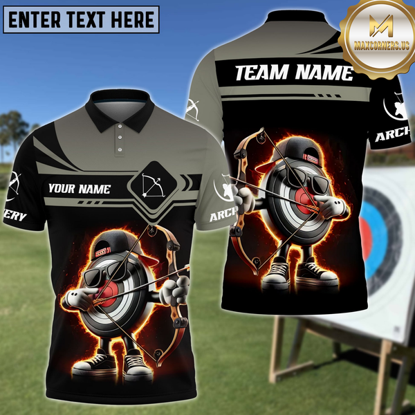 Maxcorners Archery Funny Cool Target Cartoon Personalized Name 3D Shirt