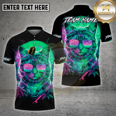 Maxcorners Darts Shirts Neon Cat Cyberpunk Design Multi Options Personalized Name, Team Name 3D Shirt