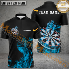 Maxcorners Darts Flame Smoke Mutilcolor Option Customized Name, Team Name 3D Polo Shirt