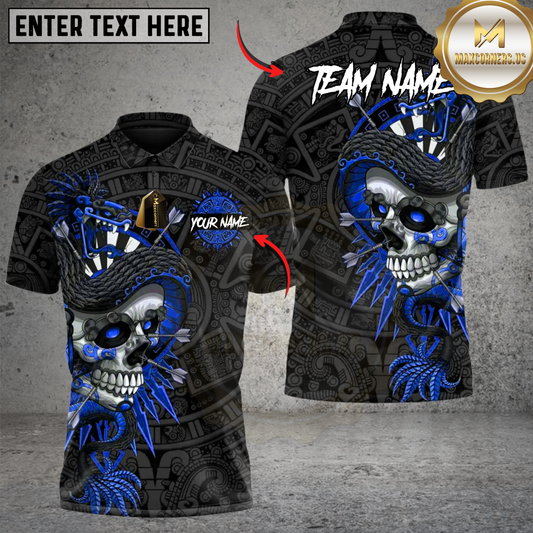 Maxcorners Aztec Skull Warrior Darts Multicolor Customized Name, Team Name 3D Shirts